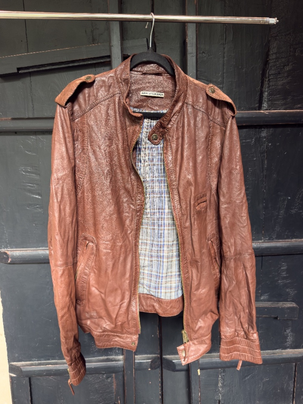 Drykorn For Beautiful People Men's Brown Leather Café Racer Jacket XL